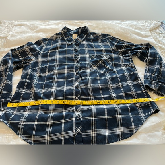 Faded Glory Womens XXL Blue/White Long Sleeve Plaid Shirt - Picture 5 of 15